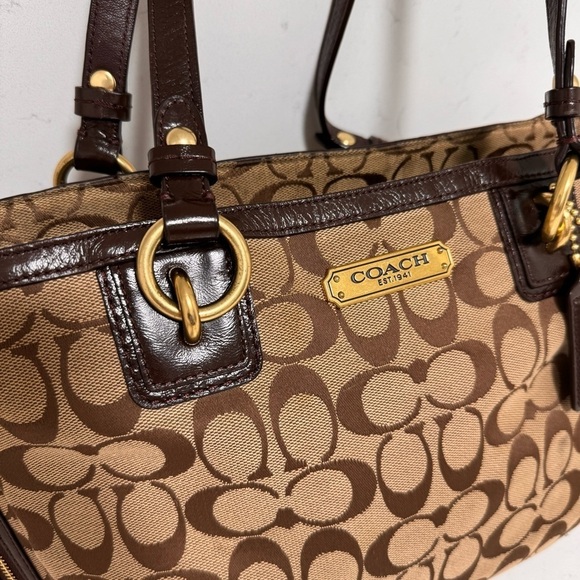 Coach Gallery Signature  zip Tote shoulder Bag purse large - Picture 3 of 13